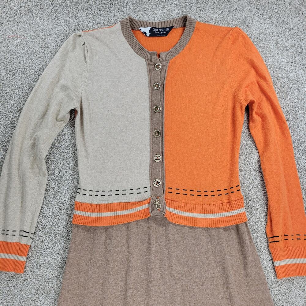 Elisa Cavaletti Blu Sweater Dress Womens 6 Cashmere Wool Blend Patchwork Knit - Picture 11 of 16